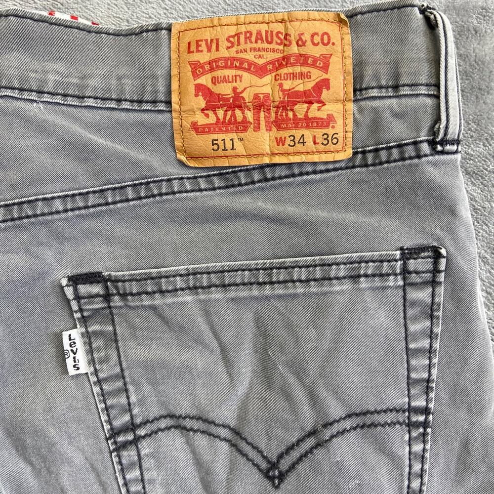 Levi's 511‎ Slim Jeans Men's 34x36 Gray Cotton Blend Casual - Picture 5 of 9